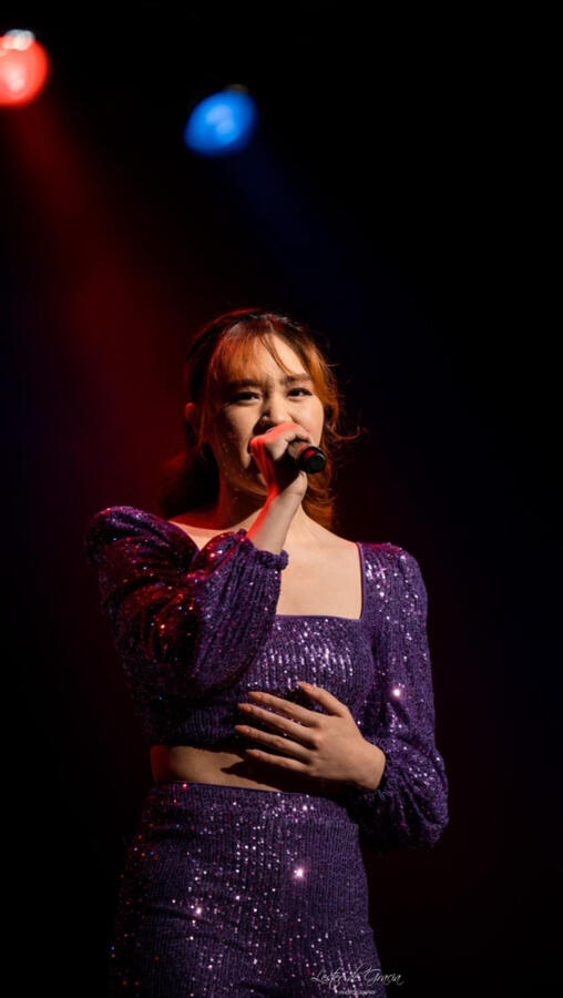 Angeli Chaves in purple sparkly set during Moira Dela Torre World Tour front act